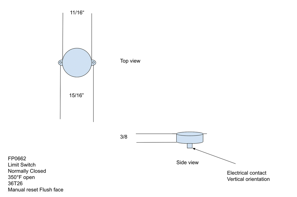Heat n Glo / Heatilator Manual Reset High Limit Switch 22922B Fire